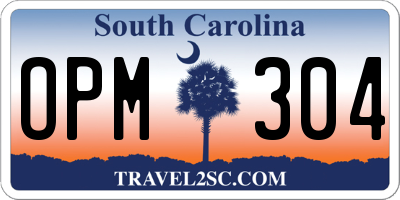 SC license plate OPM304
