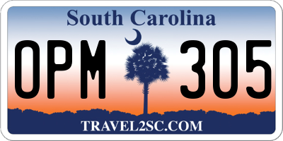 SC license plate OPM305