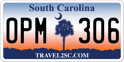 SC license plate OPM306