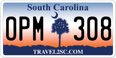 SC license plate OPM308