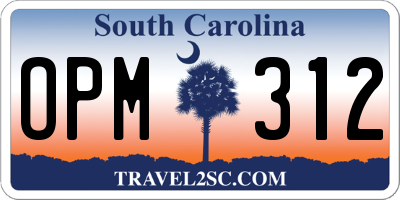 SC license plate OPM312