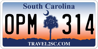 SC license plate OPM314