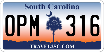 SC license plate OPM316