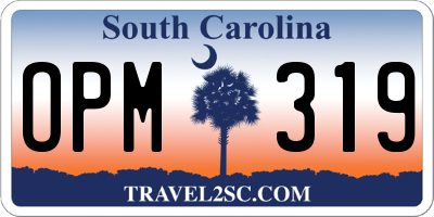 SC license plate OPM319