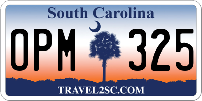 SC license plate OPM325