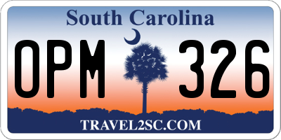 SC license plate OPM326