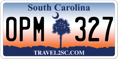 SC license plate OPM327