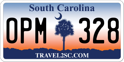 SC license plate OPM328