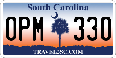 SC license plate OPM330