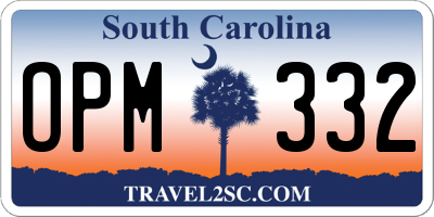 SC license plate OPM332