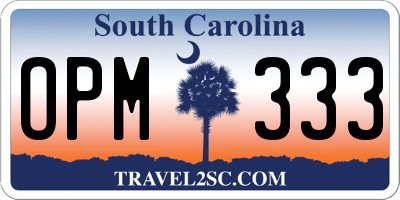 SC license plate OPM333