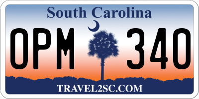SC license plate OPM340