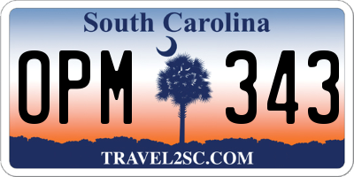 SC license plate OPM343