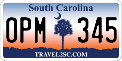 SC license plate OPM345