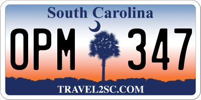 SC license plate OPM347