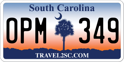 SC license plate OPM349