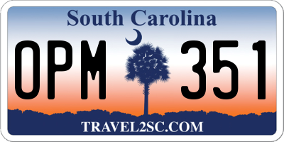 SC license plate OPM351