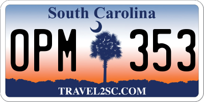 SC license plate OPM353