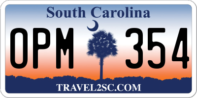 SC license plate OPM354