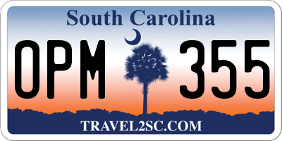 SC license plate OPM355