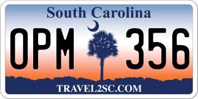 SC license plate OPM356