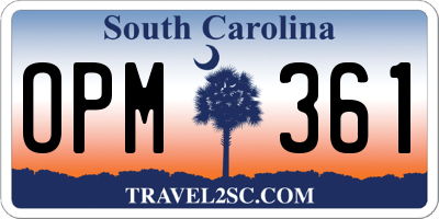 SC license plate OPM361