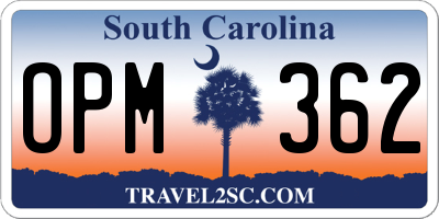 SC license plate OPM362
