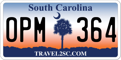 SC license plate OPM364