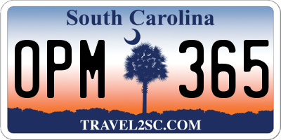 SC license plate OPM365