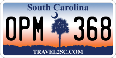 SC license plate OPM368