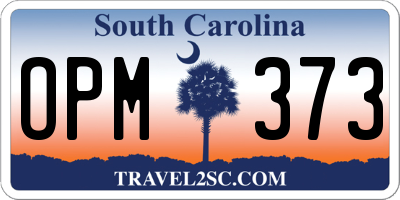 SC license plate OPM373