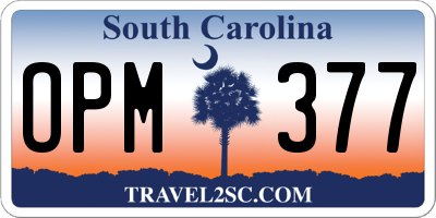 SC license plate OPM377