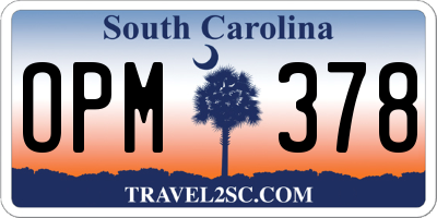 SC license plate OPM378