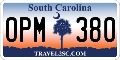 SC license plate OPM380