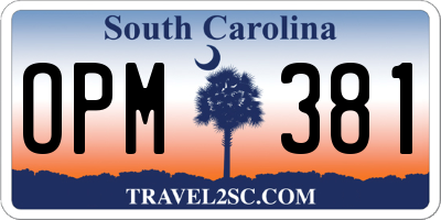 SC license plate OPM381