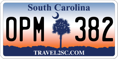 SC license plate OPM382