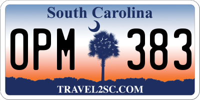 SC license plate OPM383