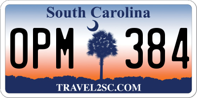 SC license plate OPM384