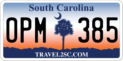SC license plate OPM385