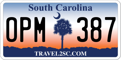 SC license plate OPM387