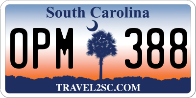 SC license plate OPM388