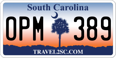 SC license plate OPM389
