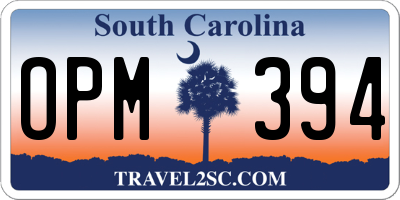 SC license plate OPM394