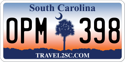 SC license plate OPM398