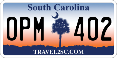 SC license plate OPM402