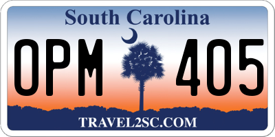 SC license plate OPM405