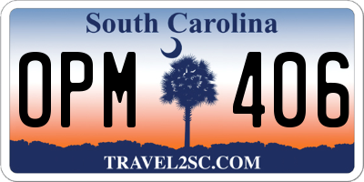 SC license plate OPM406