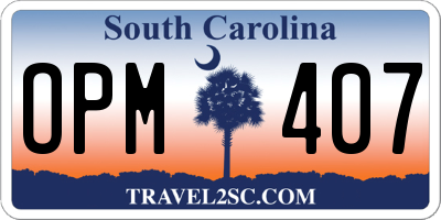 SC license plate OPM407