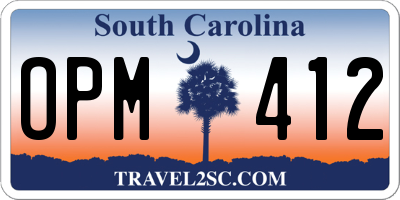 SC license plate OPM412