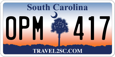 SC license plate OPM417